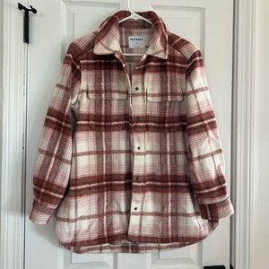 Old Navy Red and Cream Plaid Shacket